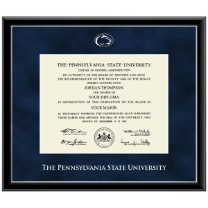 double diploma frame Onexa silver molding The Pennsylvania State University silver embossed with Athletic Logo